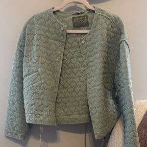Blank NYC Hearts Green Quilted Women's Jacket NWOT